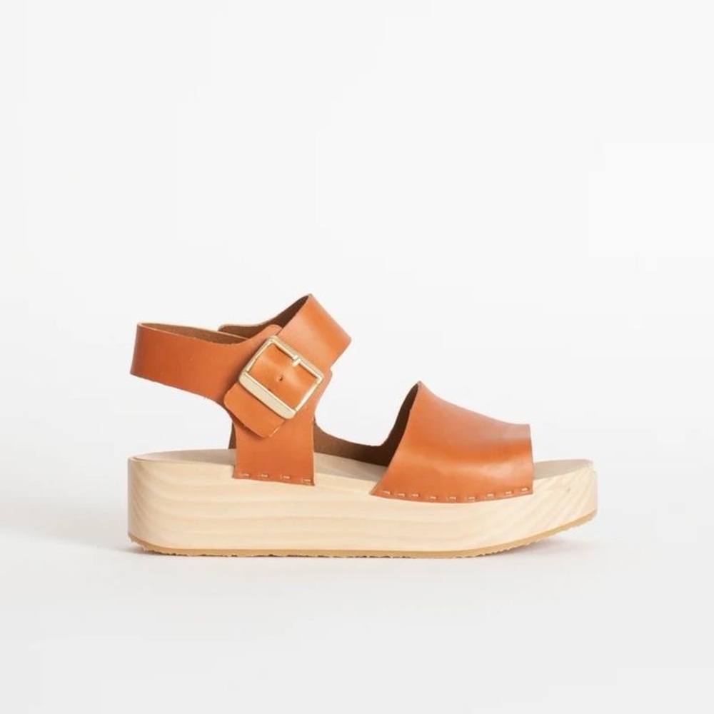 Bryr Tan Leather Platform Mules